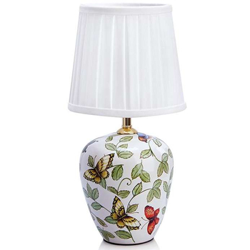 Ceramiczna LAMPA stołowa MANSION 107039 Markslojd abażurowa LAMPKA klasyczna wzorki retro motyle biały