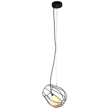 Druciana LAMPA wisząca MELISA MDM-3942/1 BK Italux metalowa OPRAWA drut ZWIS szklana kula ball klatka loft czarna