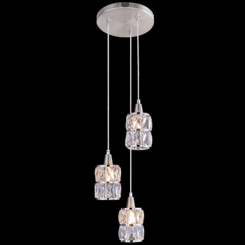 Glamour LAMPA wisząca WOLLI 15760-3 Globo szklana OPRAWA zwis kryształki nikiel matowy chrom