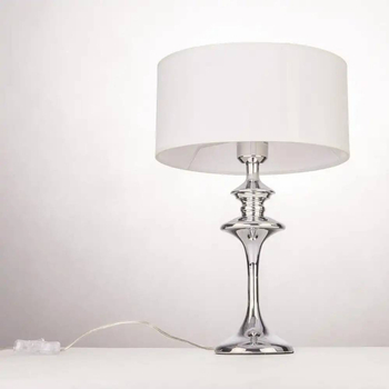 Klasyczna LAMPA stołowa ABU DHABI T01413WH Cosmolight abażurowa LAMPKA biurkowa stojąca do przedpokoju biała