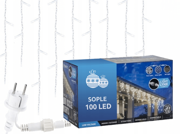 Kurtyna świetlna 100 LED sople zimne Flash Lampki ogrodowe zewnętrzne