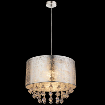 LAMPA wisząca AMY 15188H3 Globo abażurowa OPRAWA z kryształkami zwis glamour crystal srebrny przezroczysty