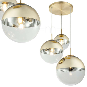 LAMPA wisząca VARUS 15855-3 Globo szklana OPRAWA zwis kaskada kule balls złote przezroczyste