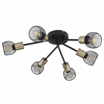 Loftowa LAMPA sufitowa FIASTRA 54028-6S Globo druciane reflektorki do sypialni czarne