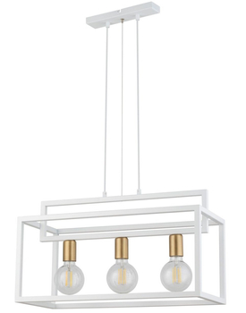 Loftowy zwis biały Vigo metalowa klatka wisząca nad stół