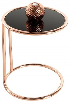 Metalowy stolik kawowy Art Deco 36061 czarne szkło miedziany