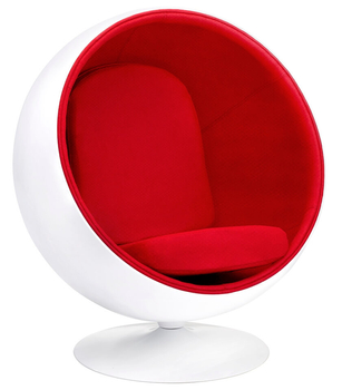 Obrotowy fotel Ball nowoczesny tapicerowany biały czerwony