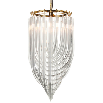 Salonowa lampa wisząca Wave złota na łańcuchu glamour crystal