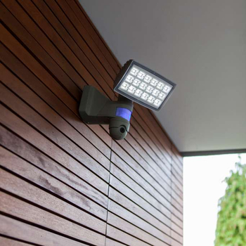 Ścienna LAMPA ogrodowa PERI 7629502335 Lutec elewacyjna OPRAWA naświetlacz LED 25W 5000K outdoor z kamerą IP44 szary