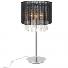 Stołowa LAMPA abażurowa ESSENCE MTM9262/3 Italux nocna LAMPKA stojąca glamour kryształki crystal mgła organza czarna