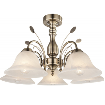 Sufitowa lampa szklana Posadas antyczny plafon biały mosiądz